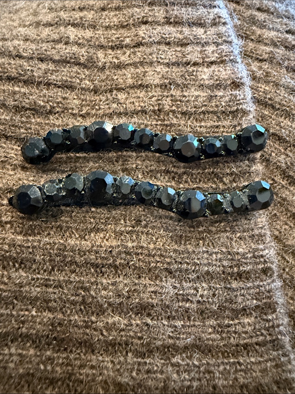 Vintage Black Crystal Hair Barrettes